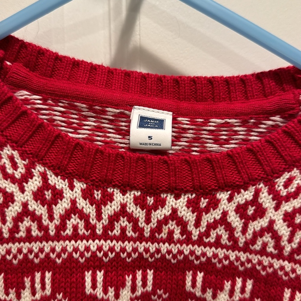 Janie and Jack Christmas Holiday Reindeer Sweater Unisex Size 5 - Picture 3 of 5
